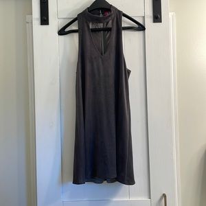 High Neck Suede Dress
